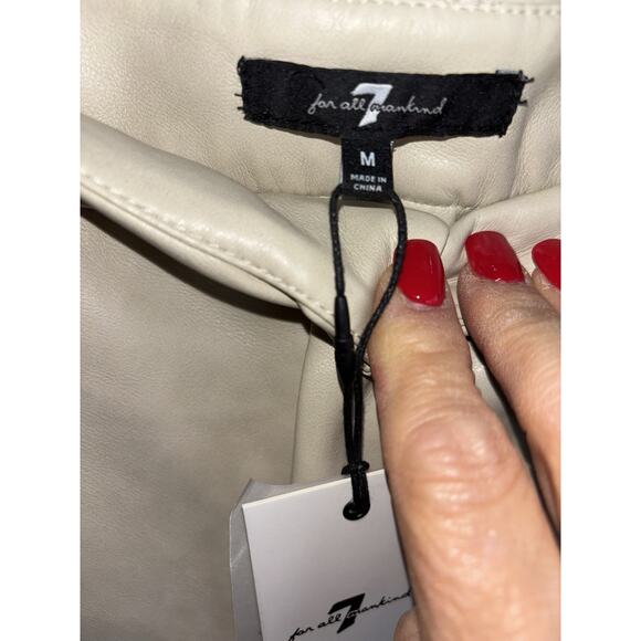 7 For All Mankind Medium Faux Leather Blazer and Short Set in a cream NEW - Picture 11 of 16